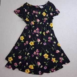 Vintage Floral Dress Layered Ruffle 90s/ 80s Dark Coqutte Sz 14